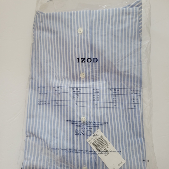 IZOD Blue Striped Men's Shirt - Picture 3 of 4